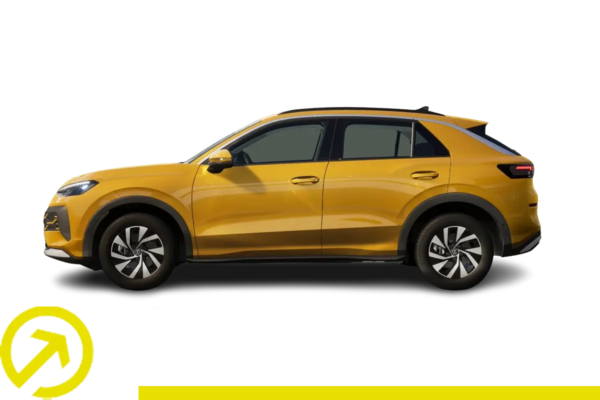 Bild zeigt einen VW T-Roc Life Gelb